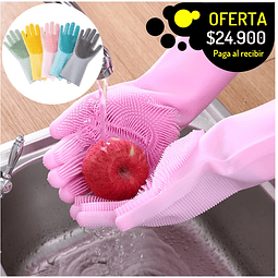 guantes en slicona con cepillo integrado para lavar estregar y brillar multitareas faciles de limpiar y utilizar