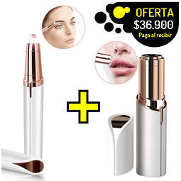 COMBO Depilador facial para mujer con forma de lápiz labial + Depiladora indolora de precisión para cejas