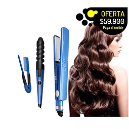 SUPER COMBO plancha alizadora 450°F + rizador de cabello ondulador + peinilla profesional para peinados y cortes