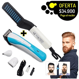  Combo lookmasculino plancha cepillo alizador para barba y cabello maquina 3 en 1 barbera maquina de motilar depilador de nariz y orejas