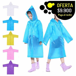 Carpa poncho protector para lluvia infantil impermeable colores surtidos con capucha