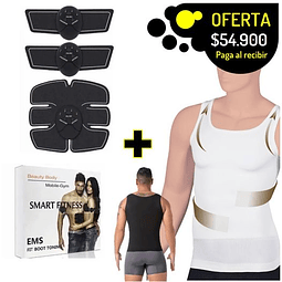 COMBO Gimnasia pasiva smart fitness 3 en 1 + camisilla faja reductora moldeadora corrector de postura