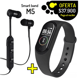 Smartband M5 manilla inteligente estadisticas mas notificaciones de Mensajes + audifonos deportivos recargables magneticos bluetooth manos libres