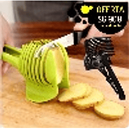 Pinza sujetadora para cortar sostener vegetales y otras preparaciones con espacio para pasar el chuchillo con facilidad.