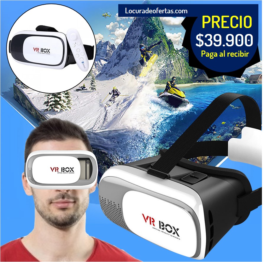 Gafas VR BOX para celulares realidad virtual 3D aumentada comodas y ajustables incluye control bluetooth