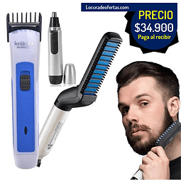 COMBO barba y cabello perfecto plancha de barba y cabello mascuina, maquina de motilar  recargable y depilador de nariz y orejas.