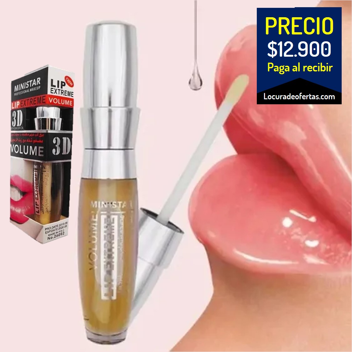 Brillo Labial Voluminizador de labios ministar aumento extremo base de gengibree producto con componenetes naturales