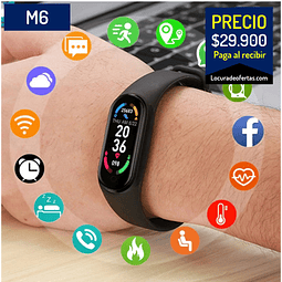 Reloj inteligente M6 Smartband banda inteligente dispositivo electrónico, deportivo recibe mensajes notificaciones muestra llamadas estadisticas y mucho mas.