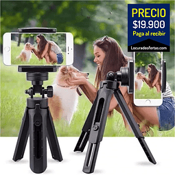 tripode de altura ajustable de bolsillo para posicion vertical o horizontal