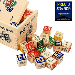 Juego de cubos de 48 piezas para aprendizaje infantil letras numeros y figuras varias.