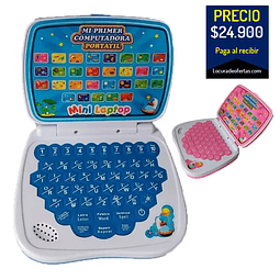computadora portatil infantil con 12 actividades para aprender letras numeros y palabras carcasa resistente botones en goma ideal para niños y niñas
