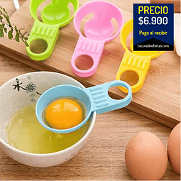 cuchara con soporte separador de clara de huevo y llema con posa huevos en agarre, mango ancho ideal para profesionales o principiantes
