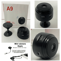 Mini cámara A9  HD mini cámara espía A9 cámara espía oculta wifi inalámbrica batería recargable que permite que la cámara funcione durante 1 hora; también se puede utilizar con cargador USB conectado 