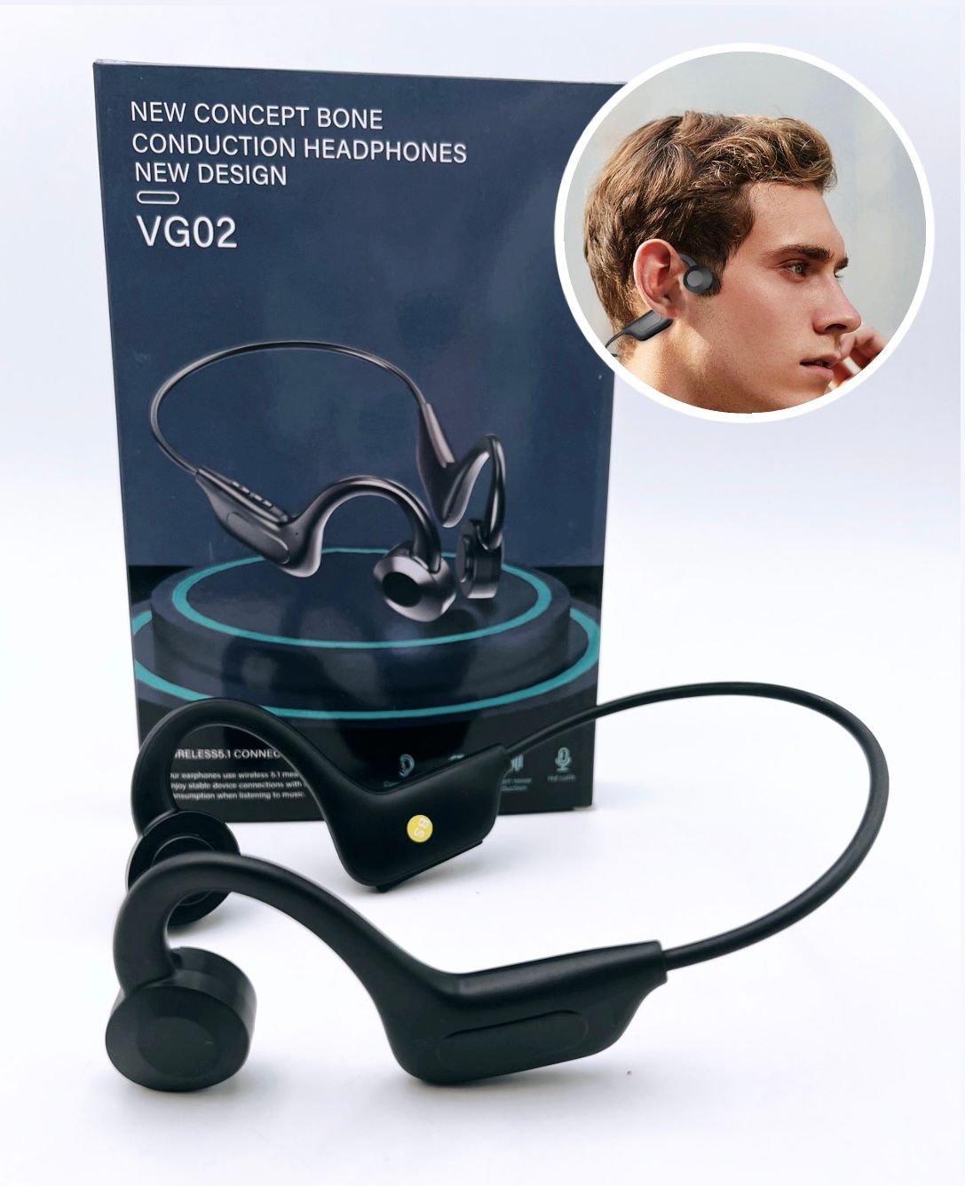 VG02 Auriculares deportivos Bluetooth de conducción ósea r