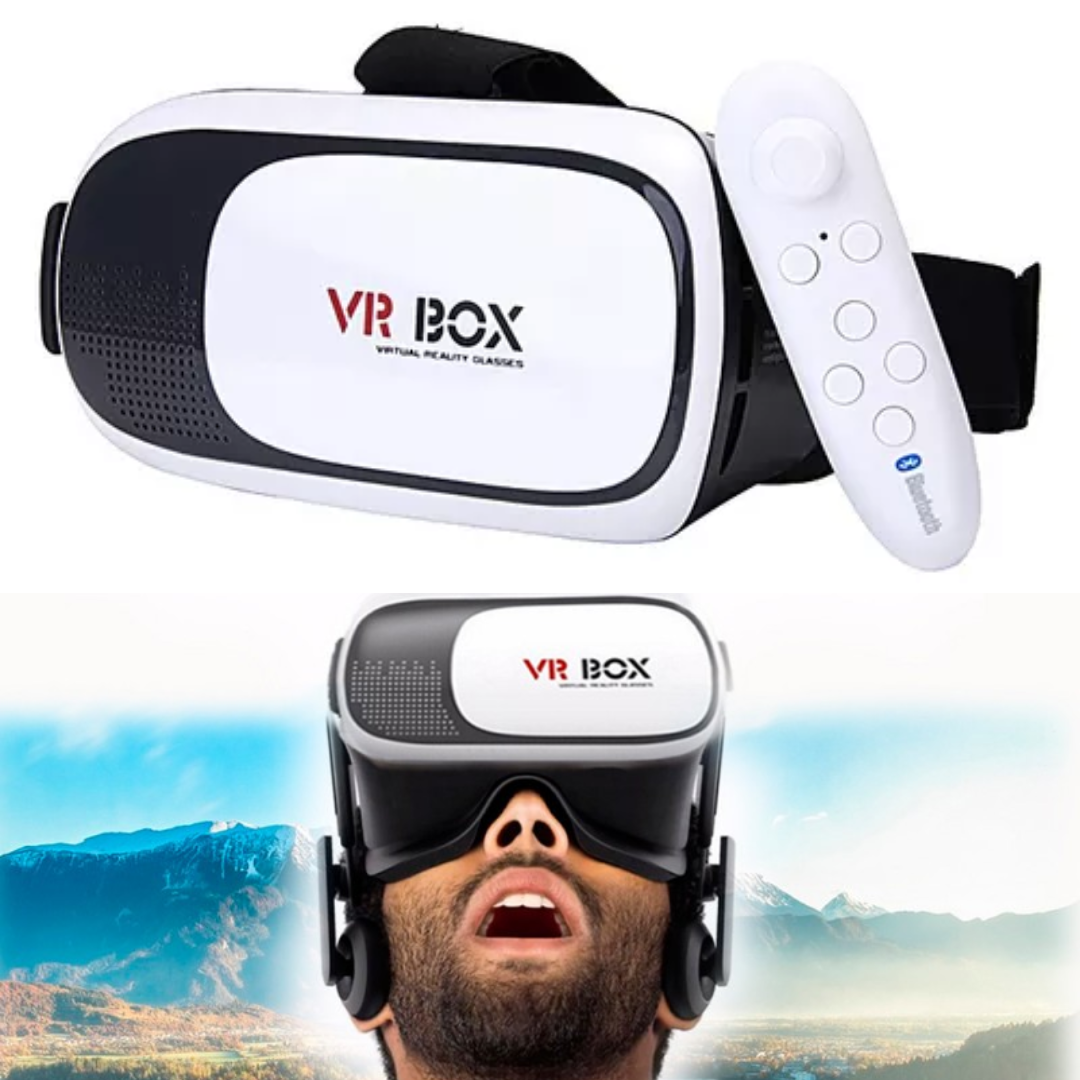 Gafas VR BOX para celulares realidad virtual 3D aumentada comodas y ajustables incluye control bluetooth