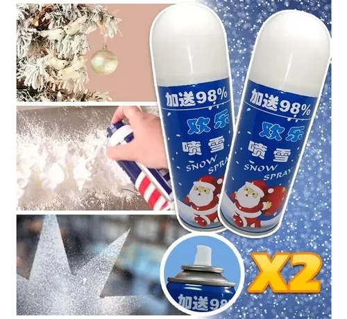 Espuma Nieve Artificial Spray Decoración Árbol Navidad X2