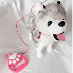 Hermoso perro efecto real camina ladra mueve la colita más cordón con encendido y apagado