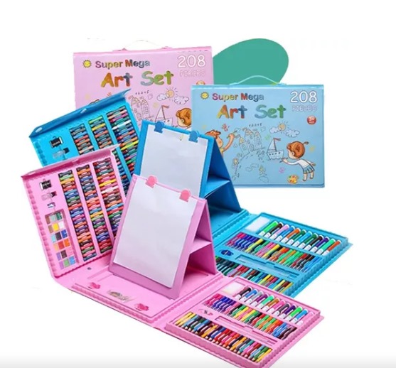 *Kit De Arte Para Dibujar 208 pcs.  Folder/Estuche con 208 piezas de arte para dibujar, colorear y pintar, ideal para el entretenimiento y desarrollo de destrezas de los niños.