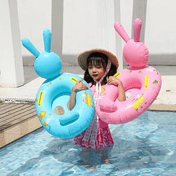 Flotador de piscina con forma de conejo para bebé, asiento de bebé inflable circular con volante, juguetes de verano para fiesta en la playa y piscina