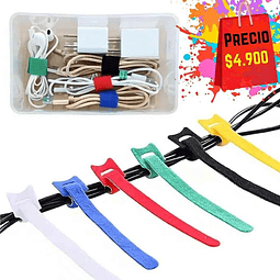 Cinta Correa Velcro Organizador De Cables Colores x 5
