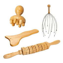 Kit masajeadores x4: maderoterapia 3d y masaje profundo