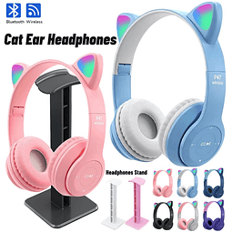Auriculares inalámbricos con orejas de gato para niños y niñas