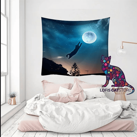 Tapiz Decorativo Gato y Luna