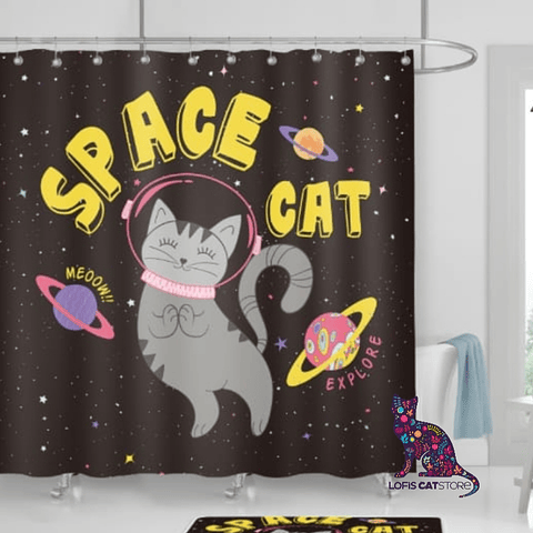 Cortina de Baño Space Cat