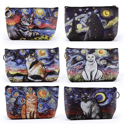 Estuche Cosmetiquero Gatos Van Gogh 