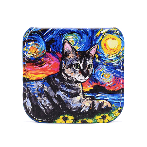 Espejo de Cartera Gatos Van Gogh