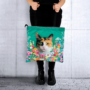 Bolso con Cierre Gatitos y Flores