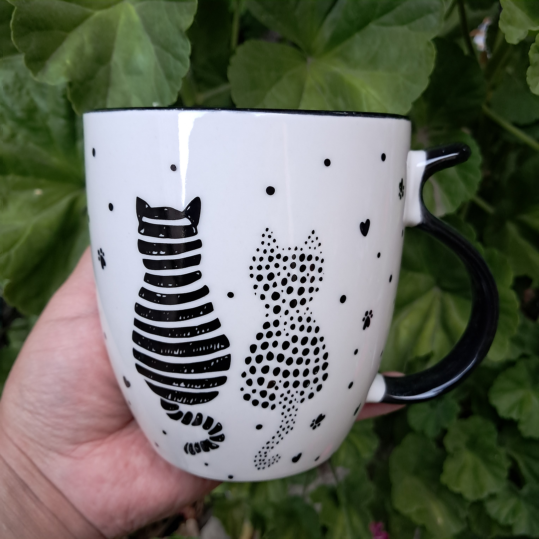 Tazón Blanco Y Negro Gatos 3