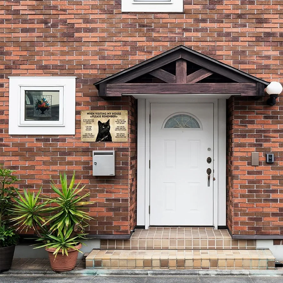 Placa Metálica Gato Negro 2