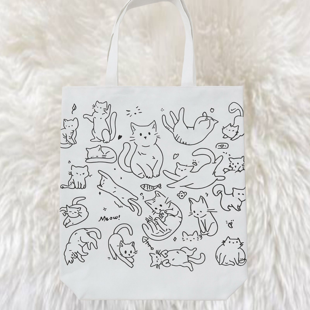 Bolso Blanco Gatitos  1