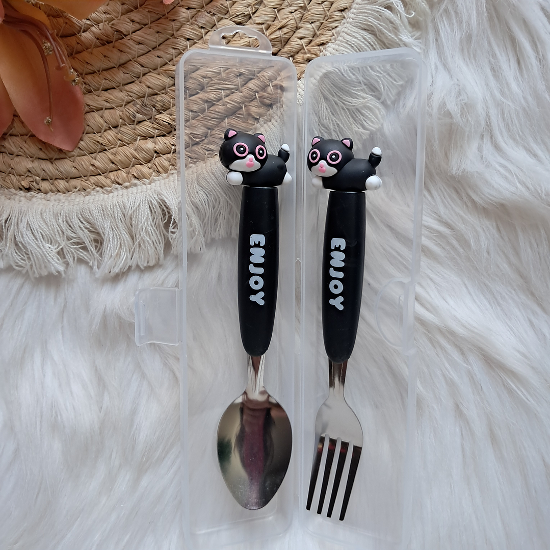 Set 2 Cubiertos Gatos de Goma 4