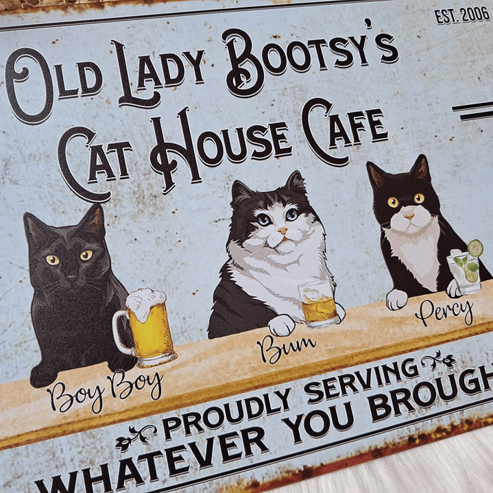 Letrero Metálico Casa Café de Gatos 2