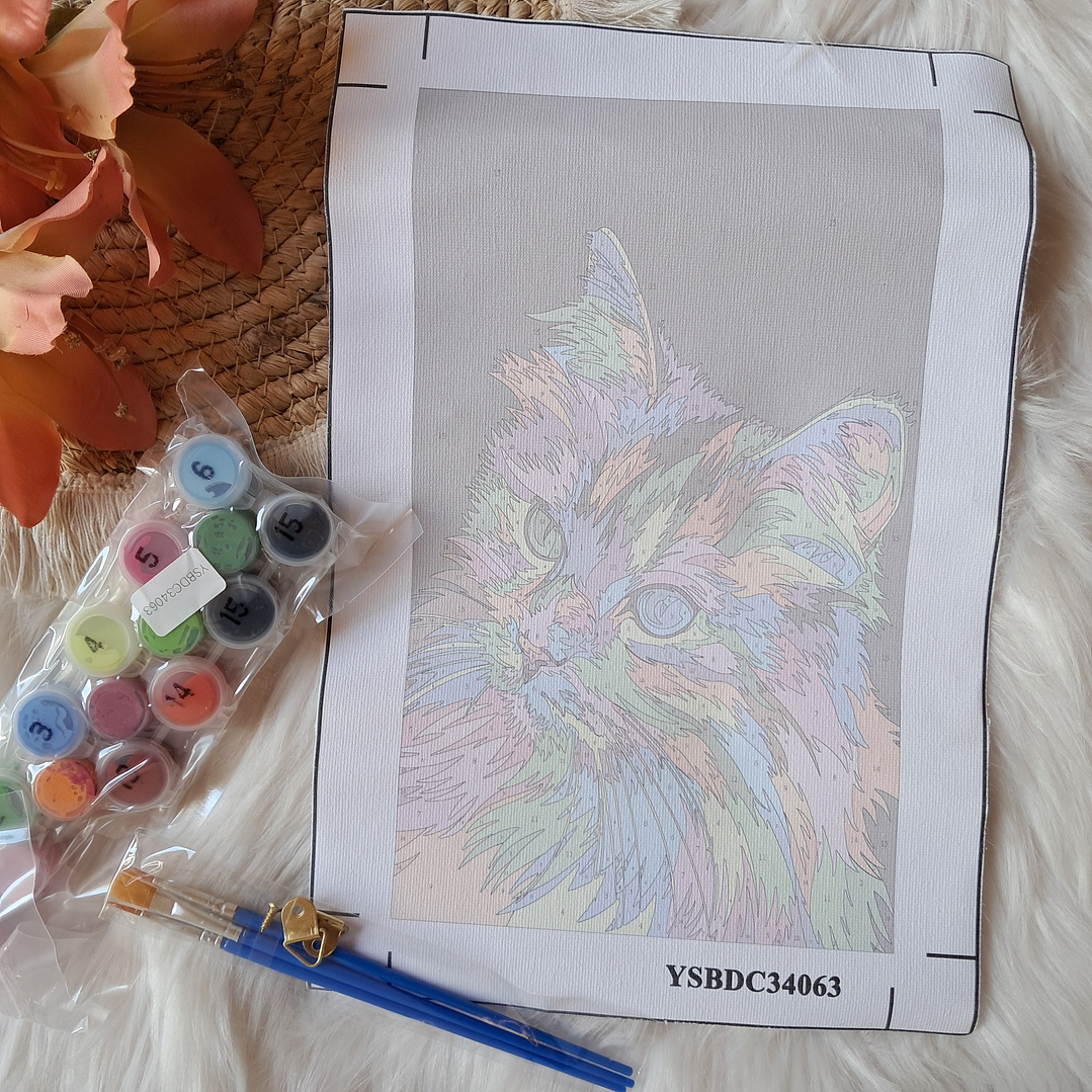 Pintura por Números Gato Colorido 3