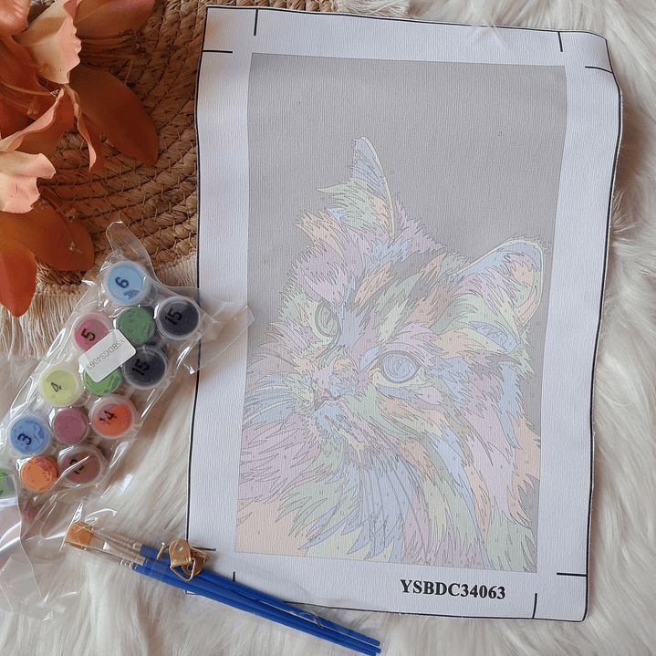 Pintura por Números Gato Colorido 3