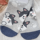 Calcetines Soquetes Gato Blanco con Gris - Miniatura 2