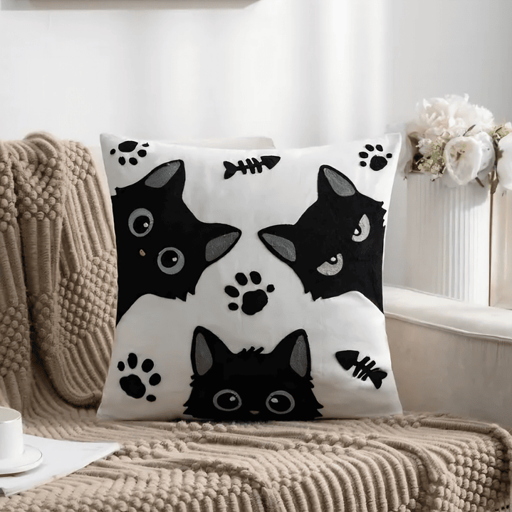 Funda de Cojín 3 Gatos Negros 1