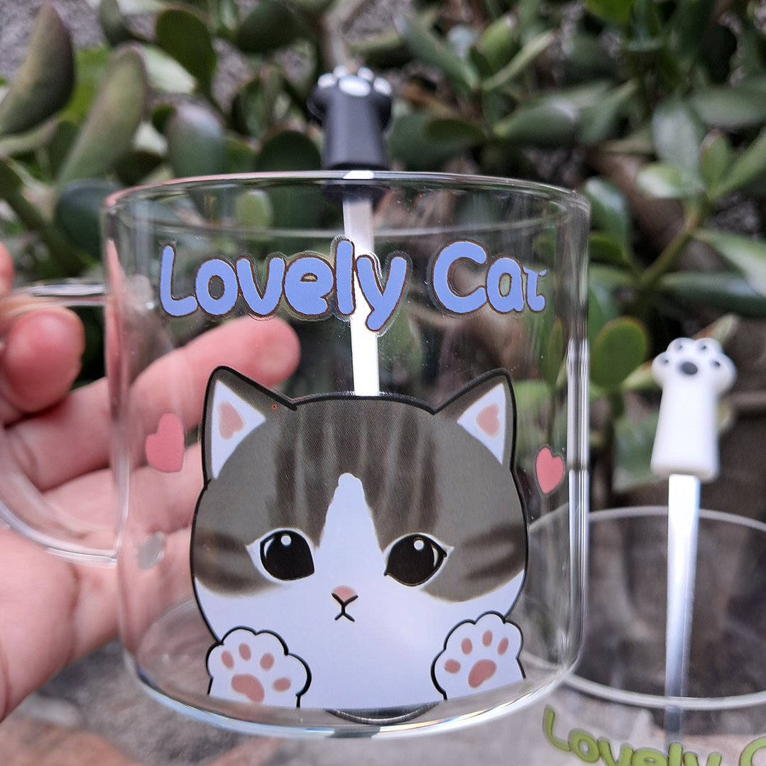 Set 2 Tazas Vidrio Gatitos 2