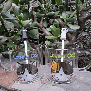 Set 2 Tazas Vidrio Gatitos