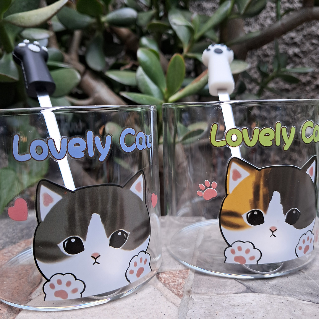 Set 2 Tazas Vidrio Gatitos 4