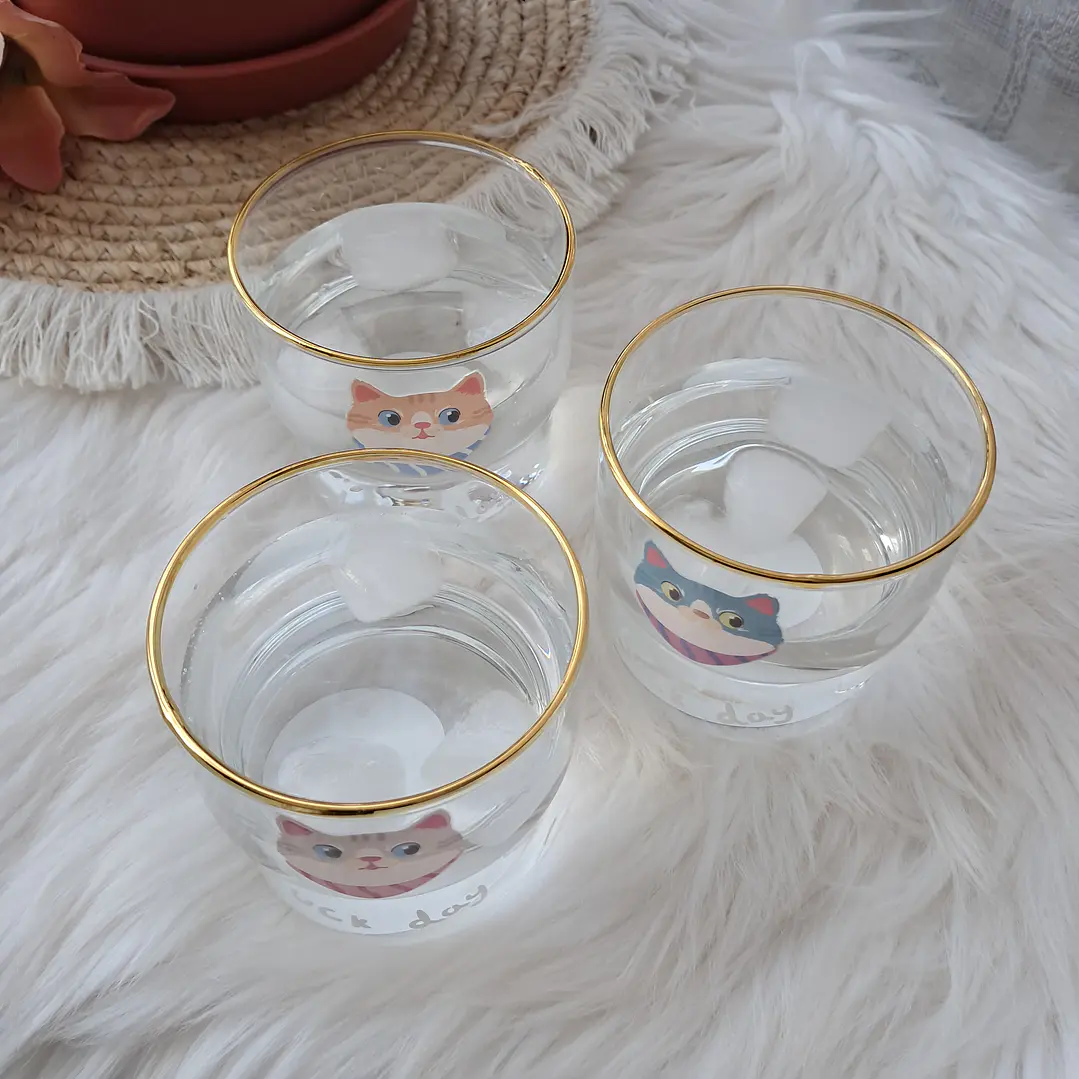 Set de 3 Vasos de Vidrio Gatitos 3