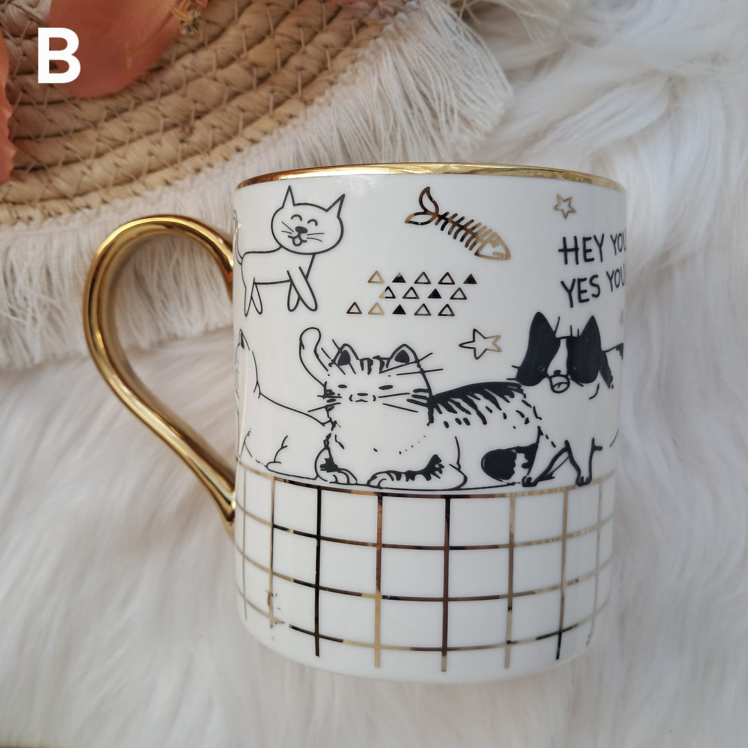 Tazon Gatos con detalles dorados 5