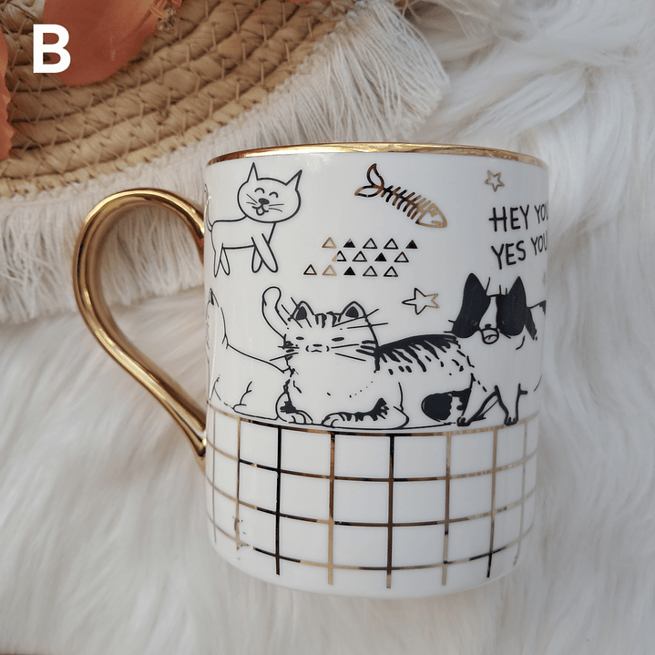 Tazon Gatos con detalles dorados 5