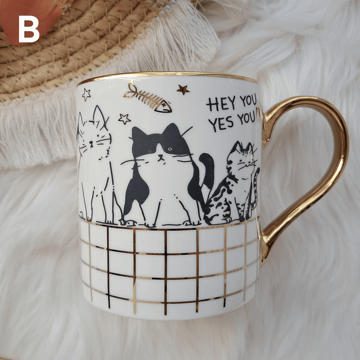 Tazon Gatos con detalles dorados 4