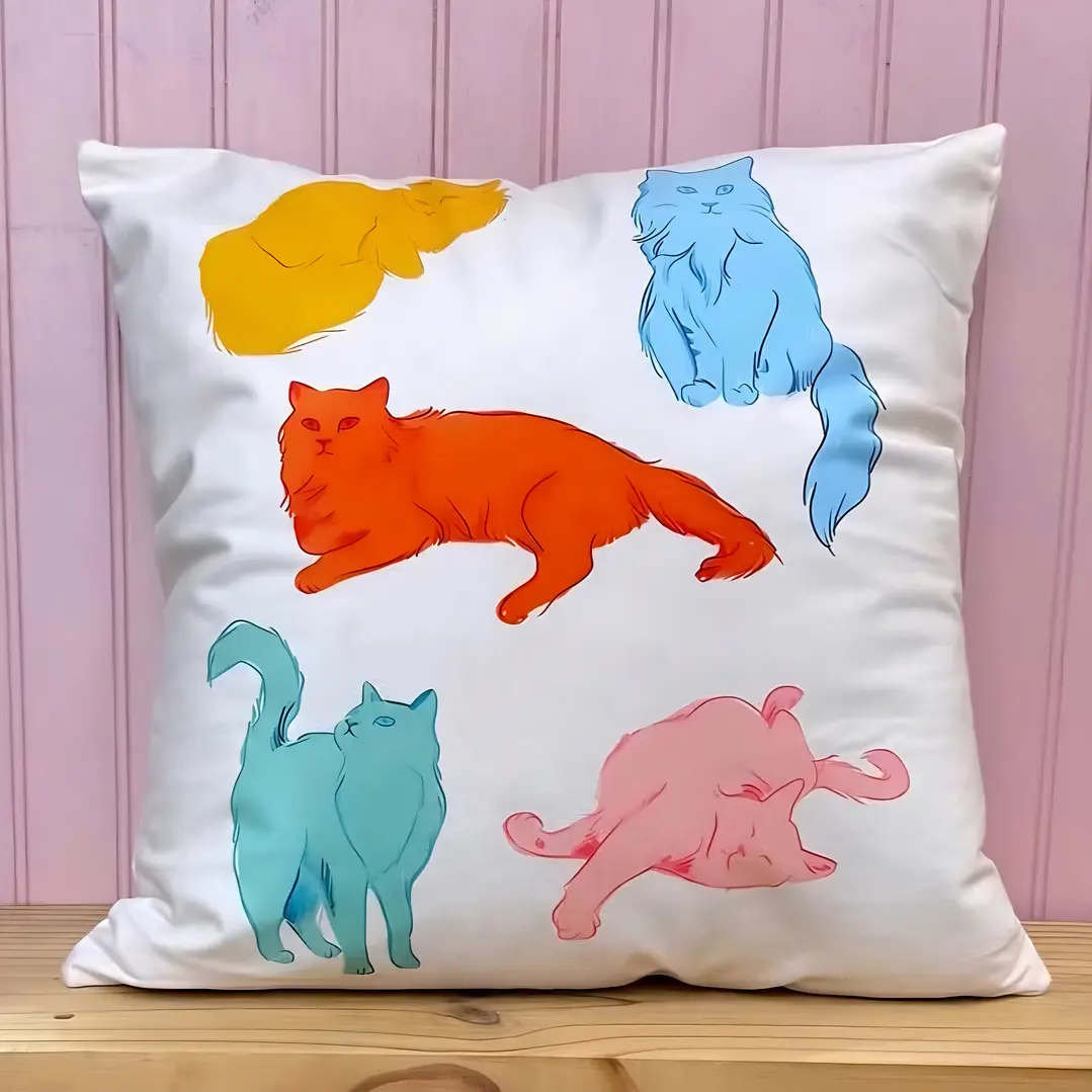Funda de Cojin Gatos de Colores 1