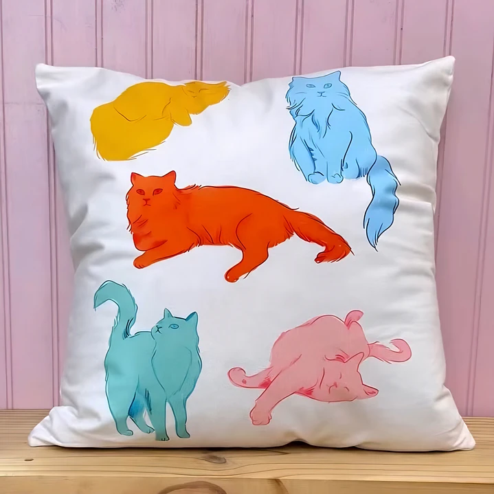 Funda de Cojin Gatos de Colores 1
