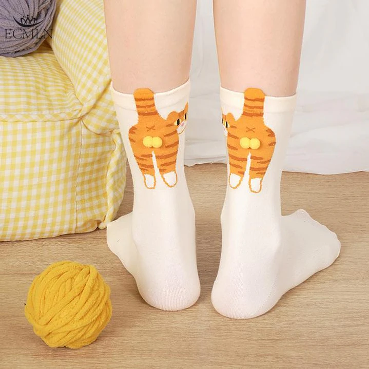 Calcetines Gato Naranja Bolitas 5